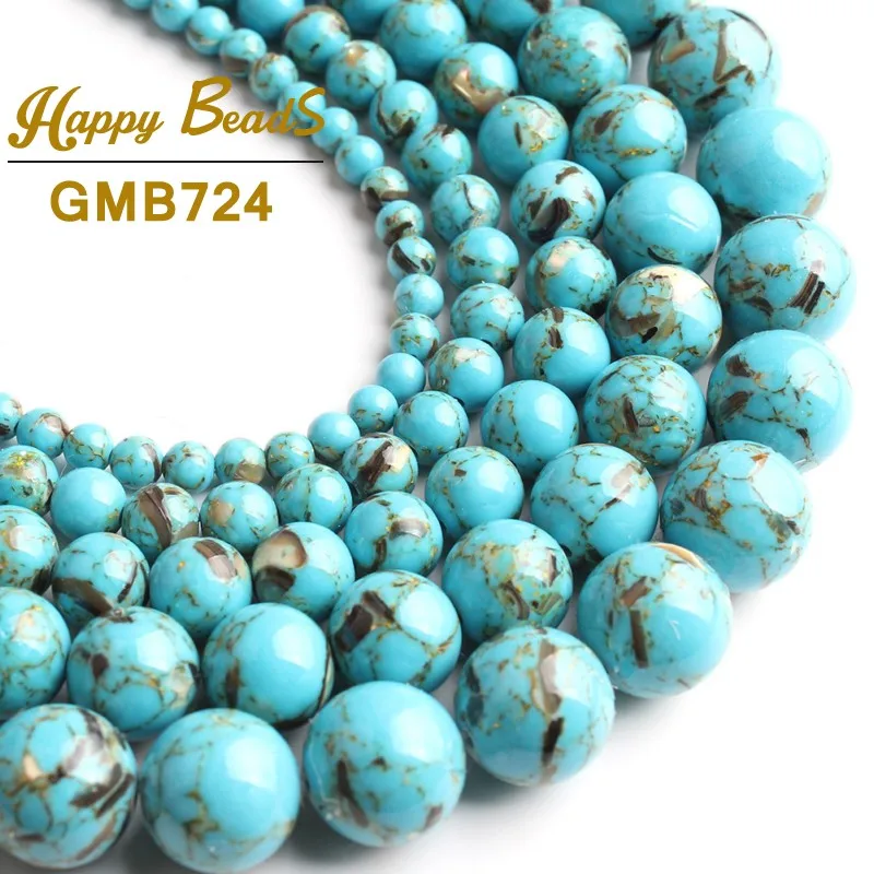

Light Blue Shell Turquoises Synthesis Stone Beads Round Loose Spacer Beads 15''Strand 4-12mm For Jewelry Making DIY Bracelets