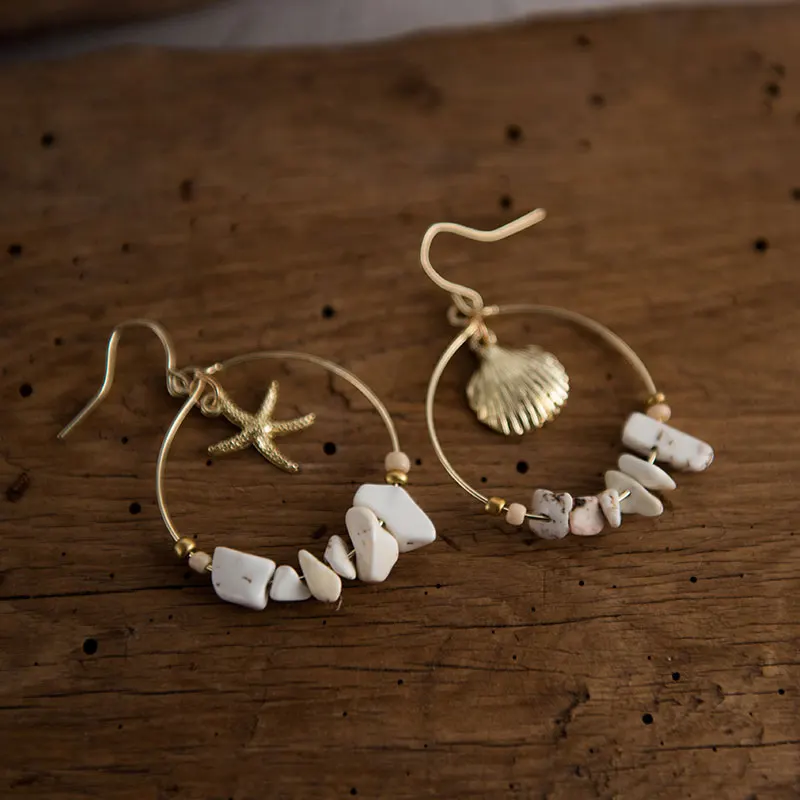 Wild-Free-Vintage-Gold-Alloy-Sea-Shell-Sterfhish-Dangle-Errings-For-Women-Round-Circle-With-Stone-(4)