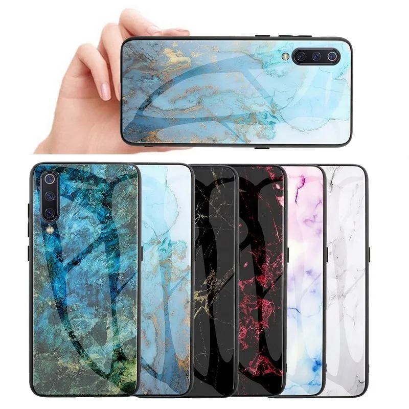 

6.3'' For Xiaomi Redmi Note 7 Case Glass Back Hard Cover For Xiaomi Redmi Note 7 6 Case Note7 mi9 Soft Bumper Tempered marble