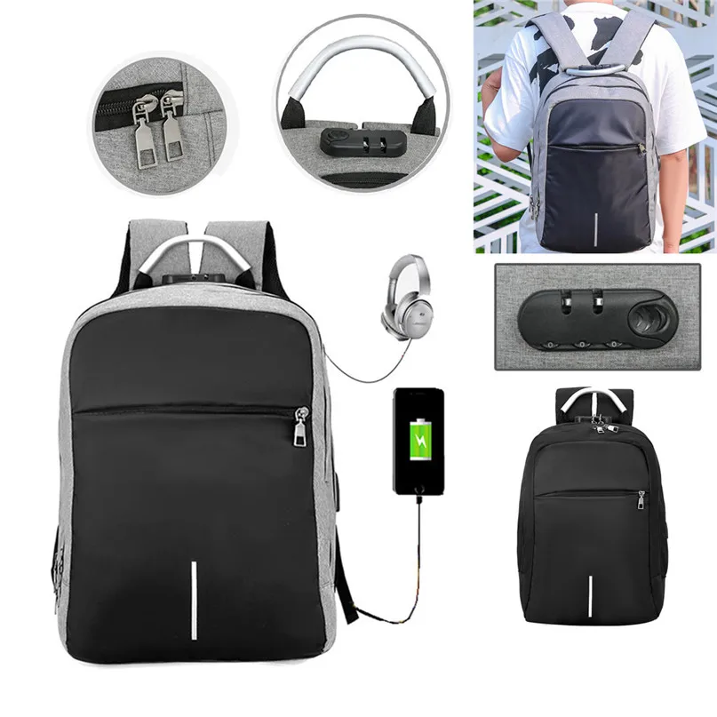 Sports Bag Outdoor USB Charge Camping Hiking Backpack Lock Shoulder Business Travel Bag Code Lock Anti-Theft Backpack #2D04 (27)