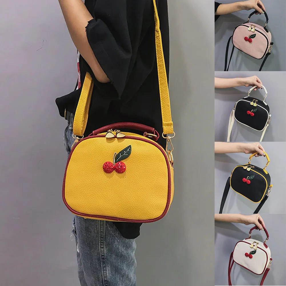 2018 Fashion Rhinestone Cherry Shoulder Bag Women Fruit Circular Shape