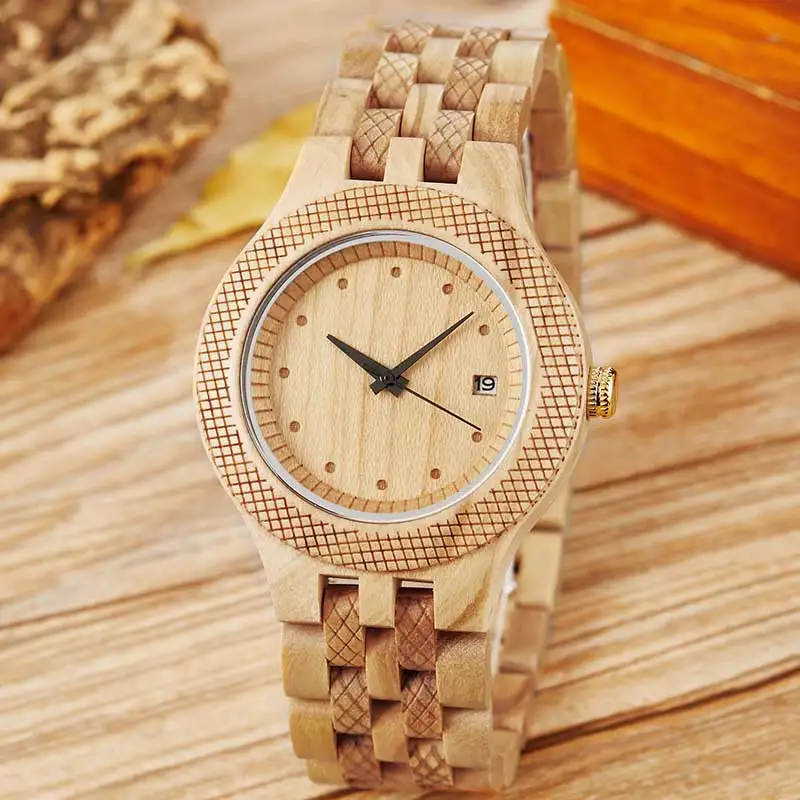 

Luxury Wood Watch Women Small Bracelet Natural Wooden Wristwatch For Female Wood Timepieces Quartz Watch With Calendar Gifts