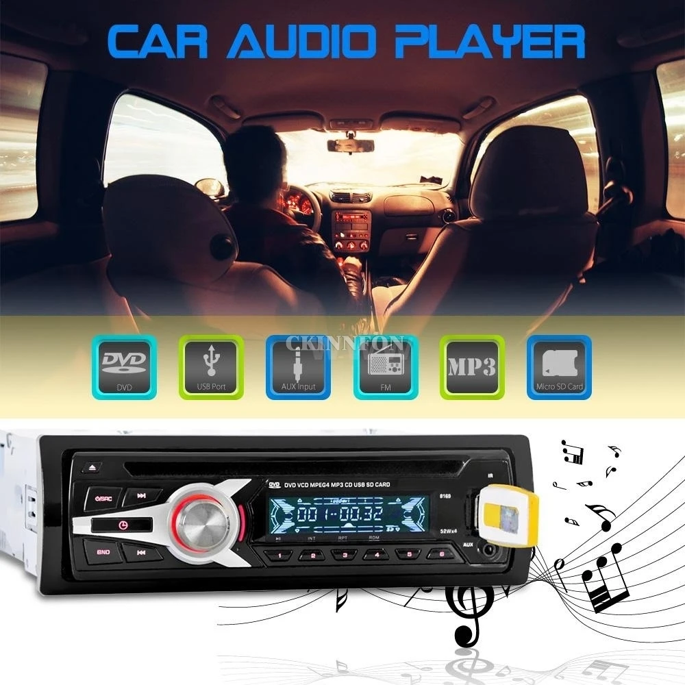 10 шт./лот Автомобильный CD DVD MP3 плеер стерео радио FM Aux вход SD/USB порт + пульт