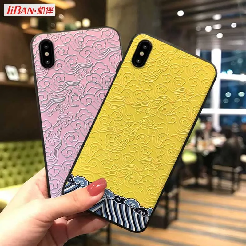JIBAN китайский стиль телефона Крышка для Vivo X20 плюс OPPO R17 R15 тиснением защитная