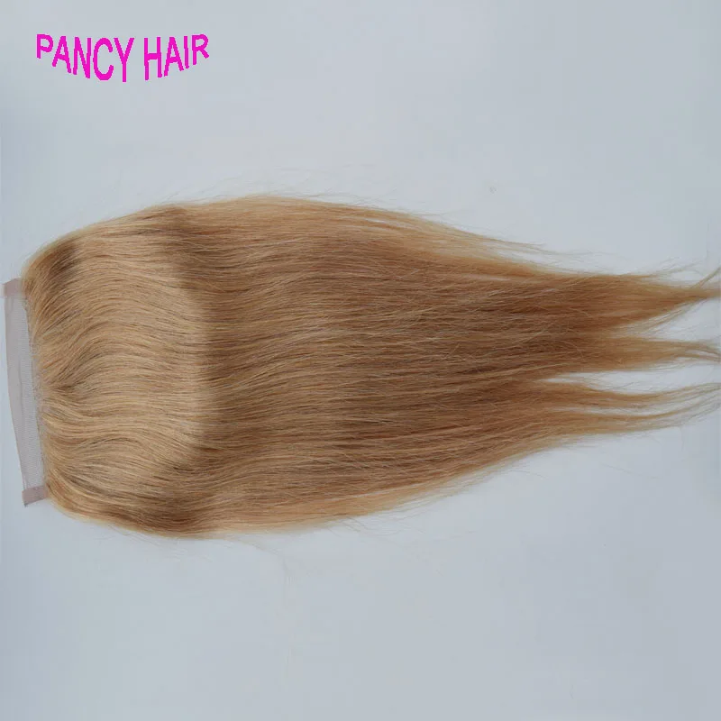 Honey Blonde font b Brazilian b font Lace Closure font b Straight b font Middle Free