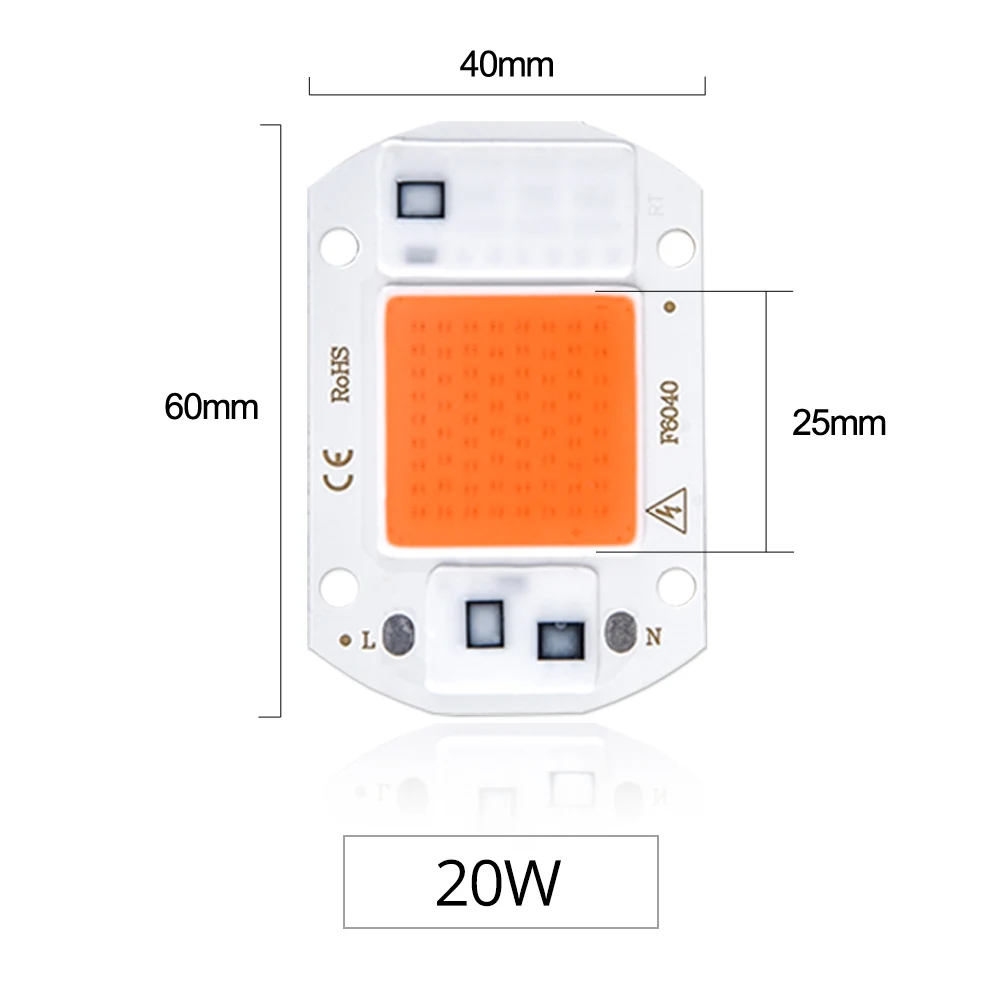 10 Вт, 20 Вт, 30 Вт, 50 Вт, COB светодиодный светильник для выращивания растений, полный спектр, 110 В, 220 В, Диодная фитолампа для выращивания растений, семян цветов - Испускаемый цвет: 20W