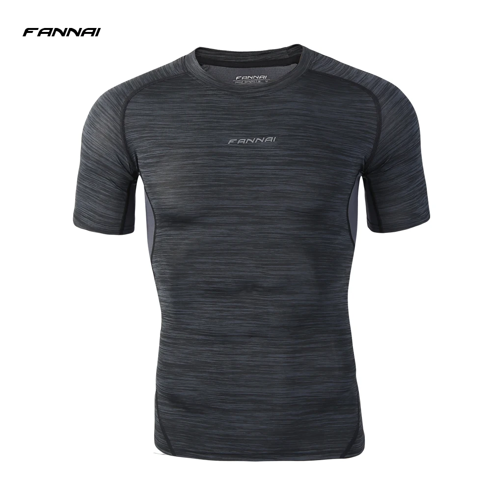 

2019 New Arrival Men's Compression Shirts Short Sleeve T-shirt Brand Casual Tops Tees Summer Sportswear Running Clothes M-5XL