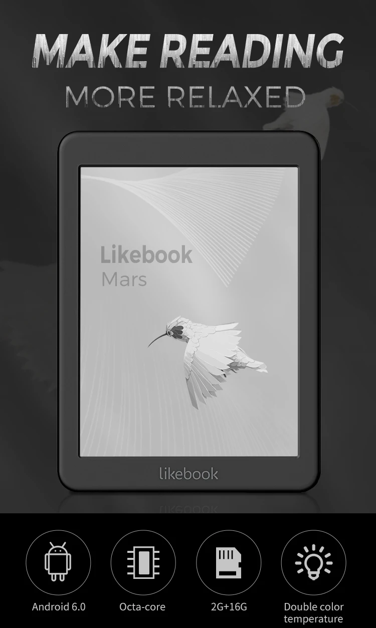 Likebook Mars eBook Reader 7,8 дюймов BOYUE T80D e-ink электронная книга 8 ядерный Android 6,0 2g/16g слот для карт 64G Расширенный передний светильник электронная книга