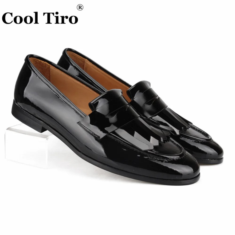 Black patent leather Loafers Men Moccasins (1)