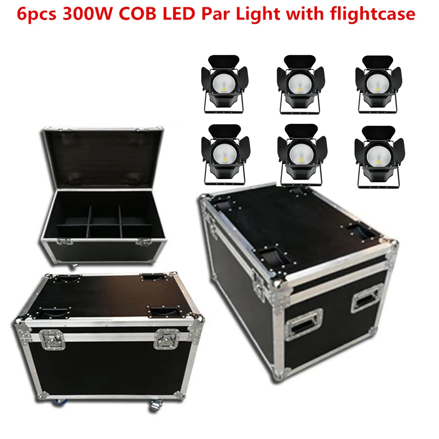 

6X 300W LED Par Light COB Barn Doors with flightcase Led Beam Wash Strobe Effect Stage Lighting,Cold White + Warm White RGBWA+UV