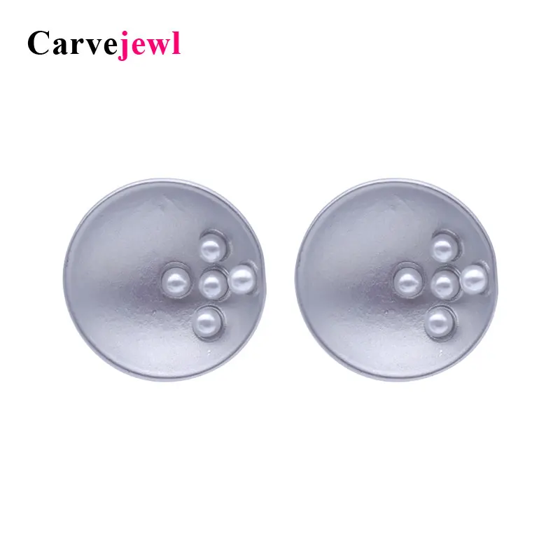 

Carvejewl stud earrings lovely pearl round stud earrings for women jewelry girl gift matte silver plating fashion korean earring