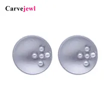 Carvejewl stud earrings lovely pearl round stud earrings for women jewelry girl gift matte silver plating fashion korean earring carvejewl stud earring round triangle resin stone collection straw weaving stud earrings for women jewelry new fashion earrings