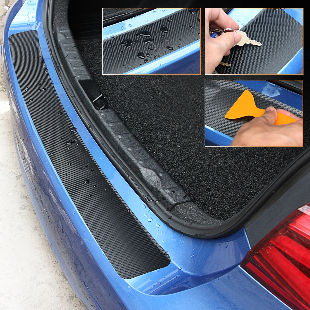 Car Trunk Door Sill Plate Rear Bumper Guard Protector Rubber Pad Durable Protective Self-adhesive Car Rear Bumper Protector Set