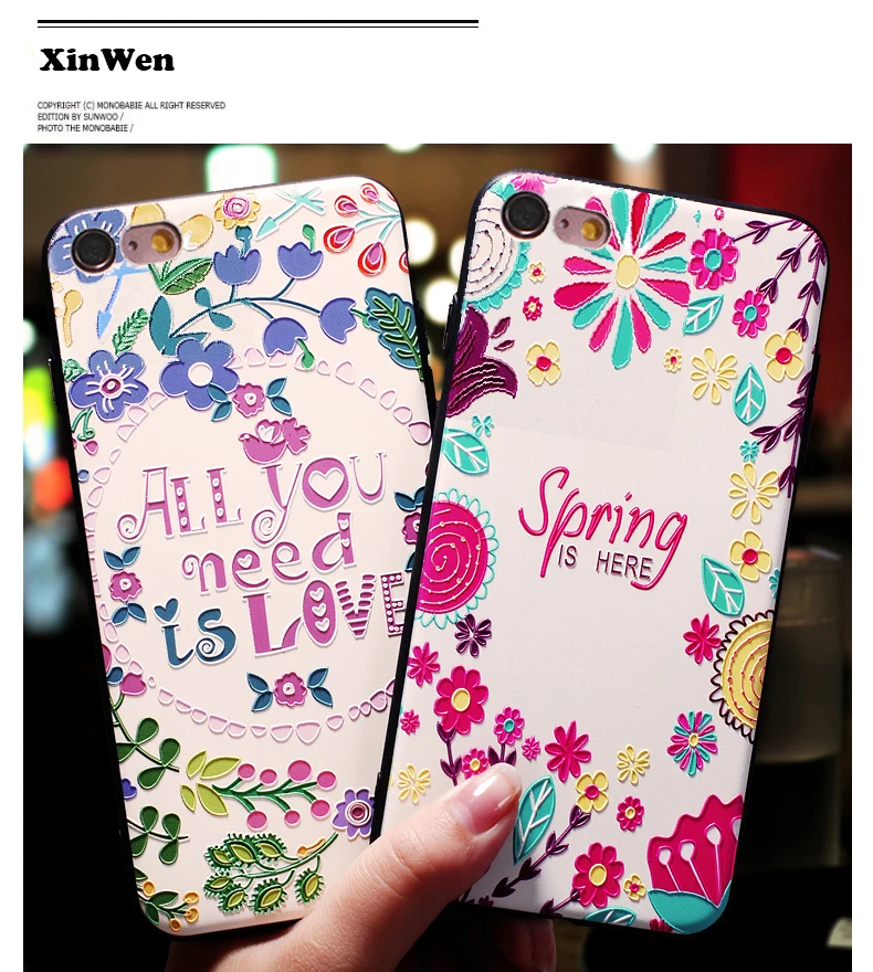 XinWen coque чехол для apple Iphone5 iphone 5 5S s se Силиконовый ТПУ 3d рельефный мягкий цветочный