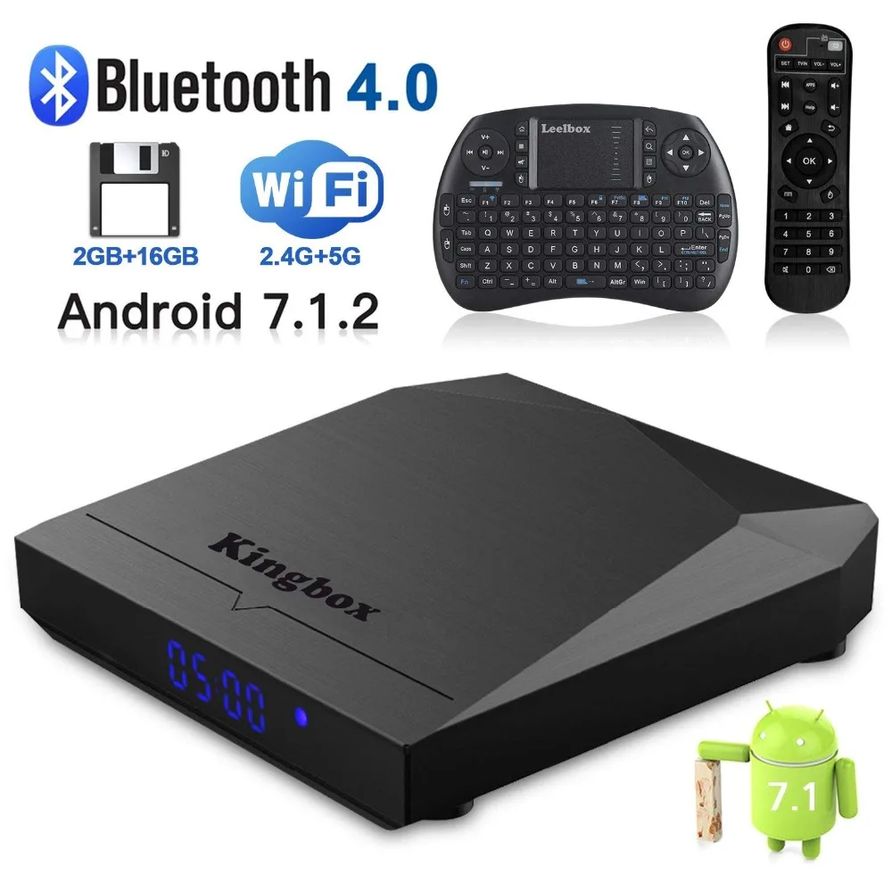 

Kingbox K3 Android 7.1 TV Box With Mini Wireless Keyboard S912+5G Dual WiFi/BT4.0/1000M LAN/2GB+16GB 4K/64 Bit/H.265 TV Box