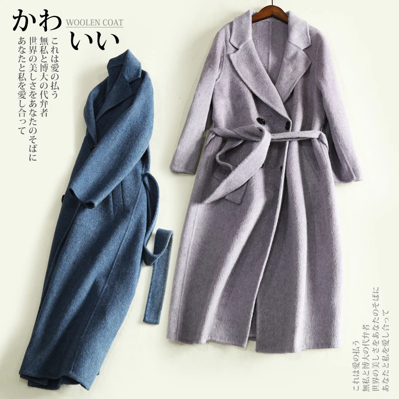 2018 Autumn and Winter New Hand-Sided Double-Sided Coat Woolen Women Long double breasted cashmere coat