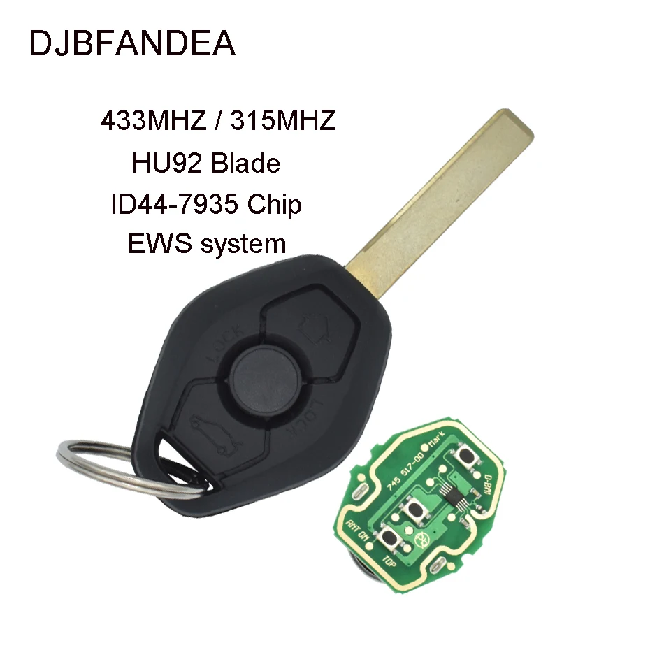 DJBFANDEA 3 кнопки дистанционного ключа автомобиля для BMW EWS X3 X5 Z3 Z4 1/3/5/7 серии с 315 MHz/433