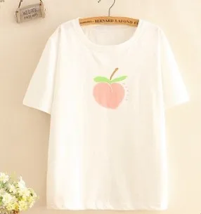 Белый Милая персиковая футболка с короткими рукавами kawaii- June - Цвет: Белый