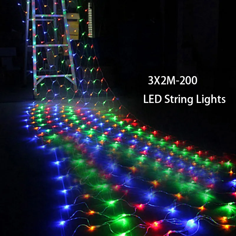

3m*2m 200 LED Net Mesh Fairy String Light Christmas Wedding Party Fairy String Light with 8 Function Controller EU AU Plug