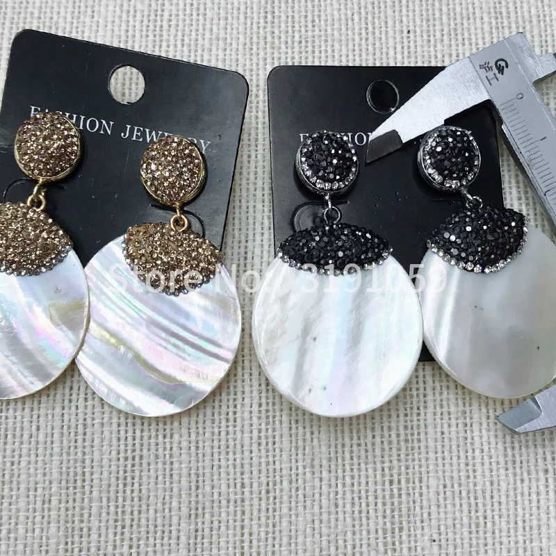 

2018 round long temperament female shell earrings