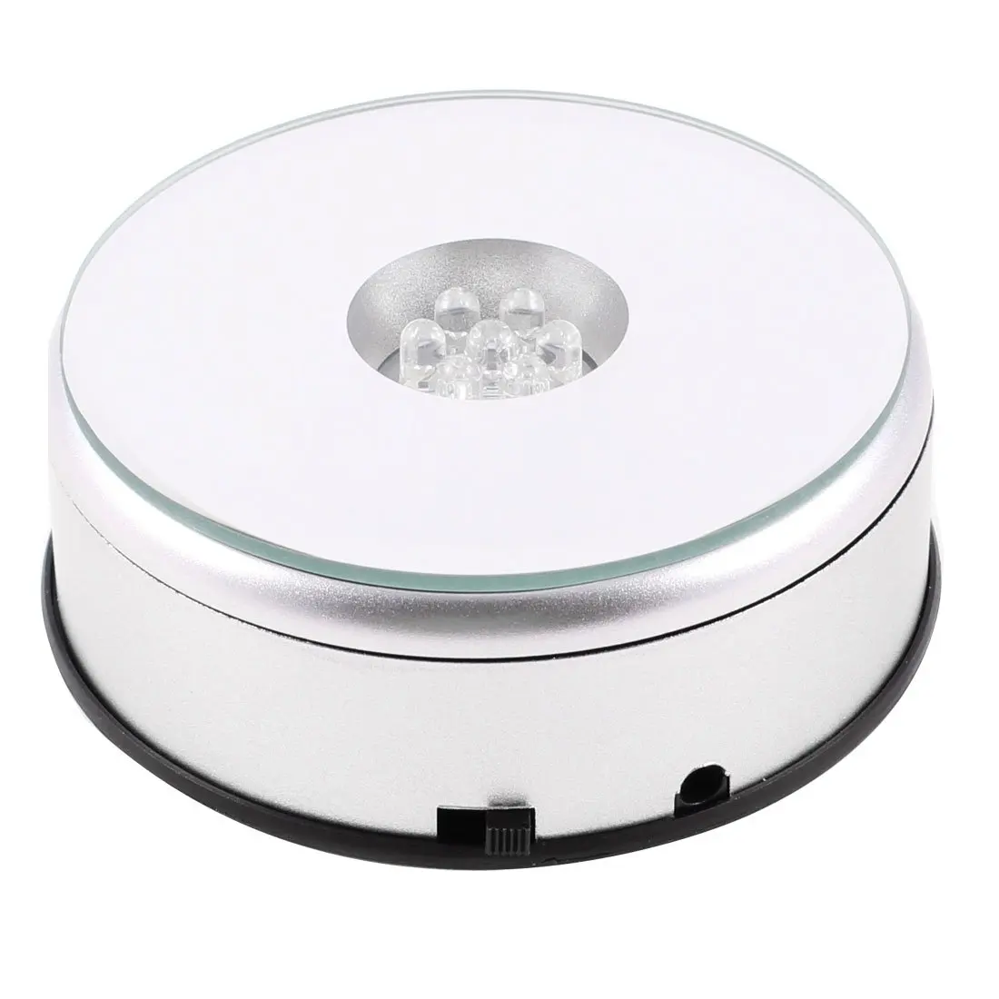 7 LED Light Stand Turntable Rotating Base for Display Crystals Glassin