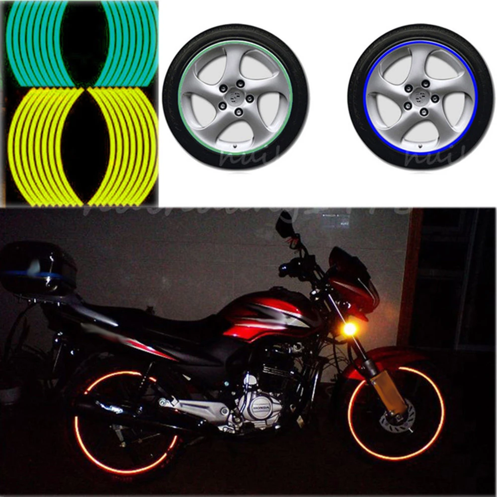16 ストリップバイクオートバイ車のホイールストリップタイヤ反射リムステッカーとデカールデコレーションステッカー 18 5 色車スタイリング Rim Sticker Bike Carstickers And Decals Aliexpress