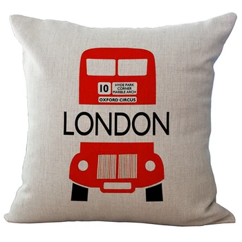 

7 Color London Red Bus Telephone Boxes Cotton Linen Throw Pillow Case Square Cover