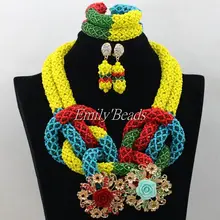 Новая красочная африканская бижутерия набор большой нигерийский Свадебный Африканский Свадебный ювелирный набор AMJ592