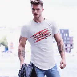 Летняя новая Мужская хлопковая футболка с коротким рукавом, фитнес-майки для бодибилдинга, черно-белая мужская брендовая футболка, Топы