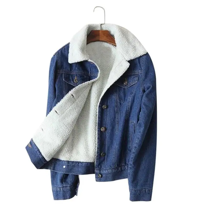 

Spring Autumn Winter New 2019 Women Wool jean Coat With 4 Pockets Warm Jeans Coat Female Jacket Bomber Denim Jacket for Women