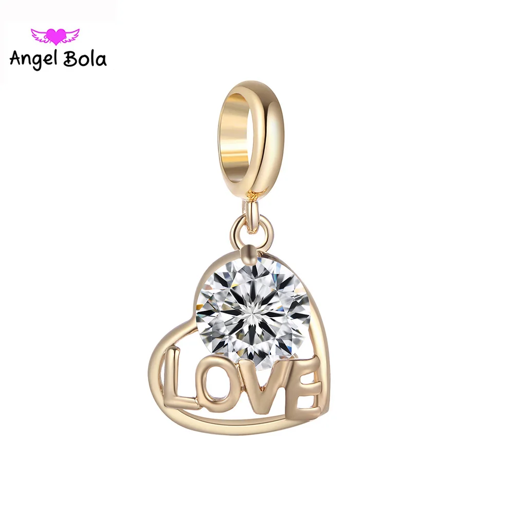Цепочка с подвеской в виде сердца фианитом|pendant charms|endless charmscharm pendant |