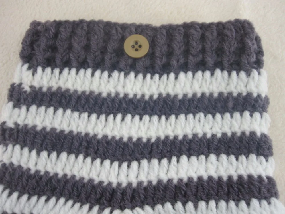 H842 grey striped hat Crochet baby pants suit3
