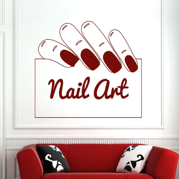 Wall Sticker Removable Nail Salon Window Sticker Vinyl Manicure Beauty