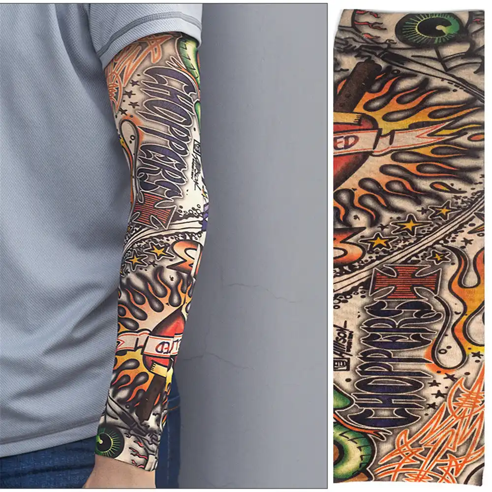 Tattoo Sleeve Sun UV Protection Stretch Arm Cover Cycling Driving Costume Dress