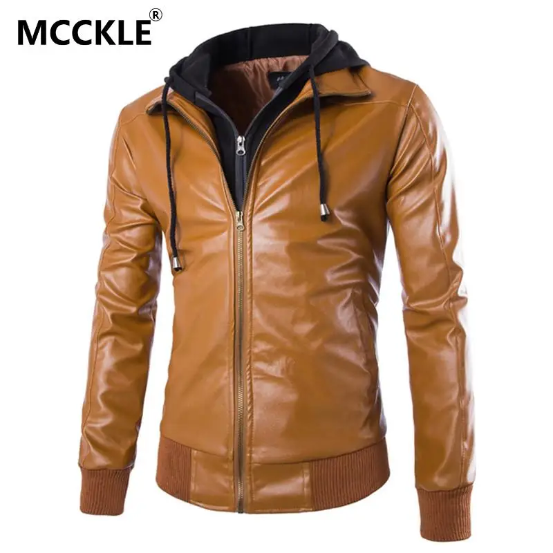 Compra chaqueta de cuero de los hombres con capucha online