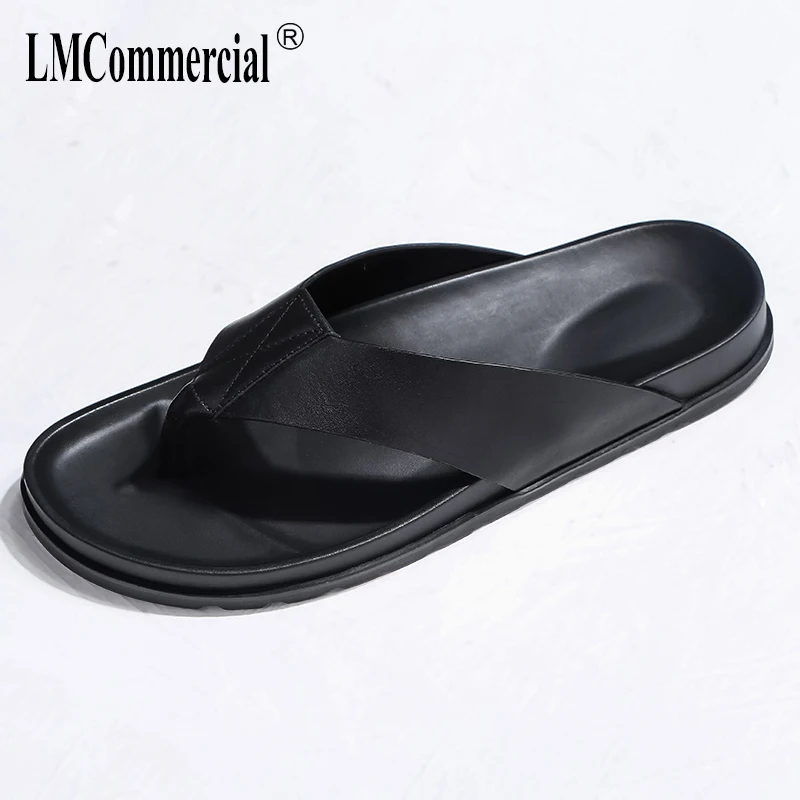 

Men's Genuine Leather men's sandals 2018 summer Sneakers Men Slippers Flip Flops casual Shoes beach outdoor all-match cowhide