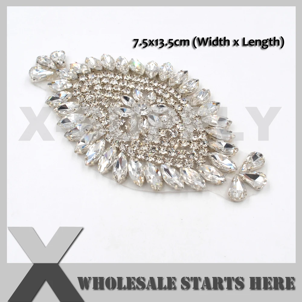 (7.5x13.5cm) Crystal Ion On Rhinestone Appliques for Wedding Bridal
