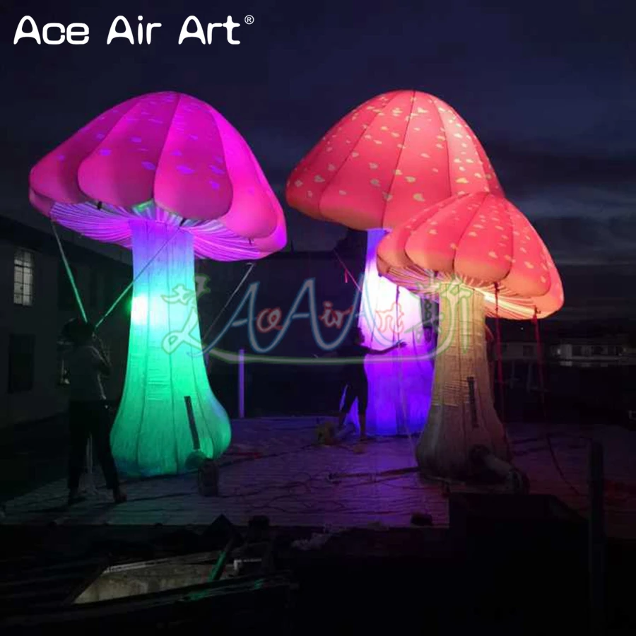 Подгонянная модель завода СИД надувной гриб, красочные светящиеся грибы Реплика для наружных мероприятий