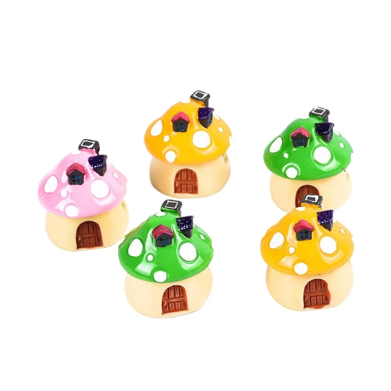 

Resin Fairy Garden Craft Decoration Miniature Glass Container Mediterranean House Mushroom Castle