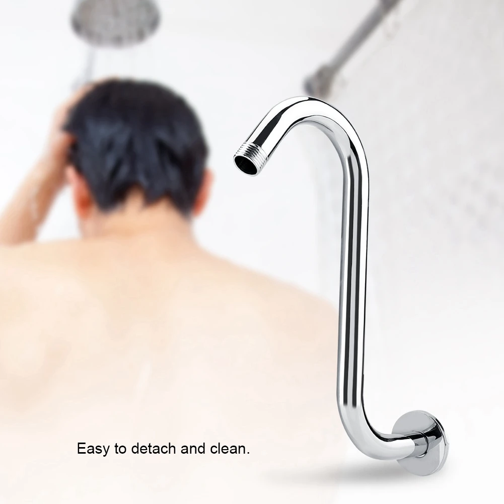 8inch S Shower Extension Arm High Rise S-Curved shower holder