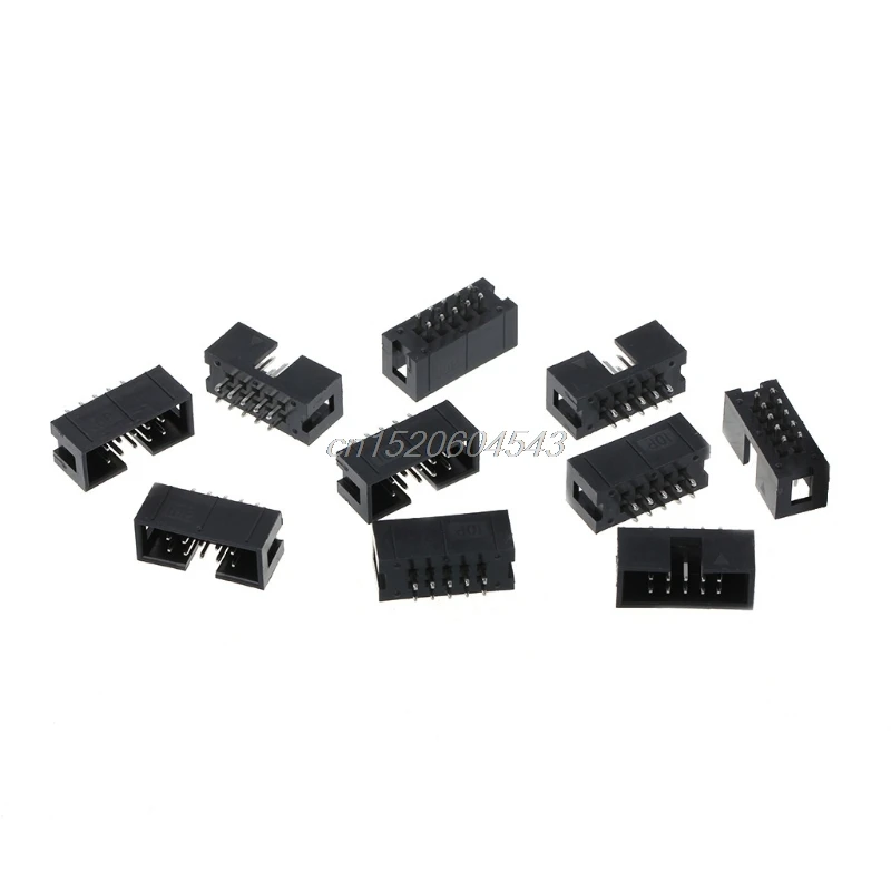 

10 Pcs DC3 10 Pin 2x5 Pin Double Row 2.54mm Pitch Straight Pin Male IDC Box Header Connector R24 Drop Ship