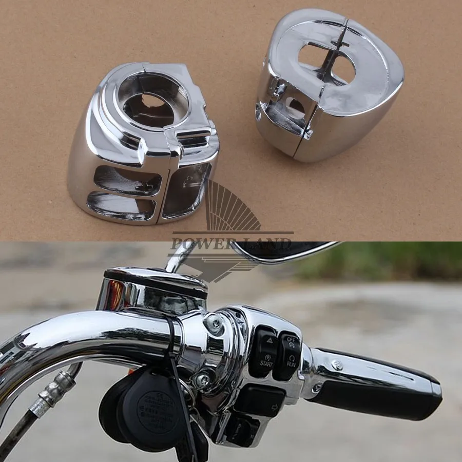2pcs Chrome CNC Aluminum Motorcycle Handlebar Switch Housing Cover For