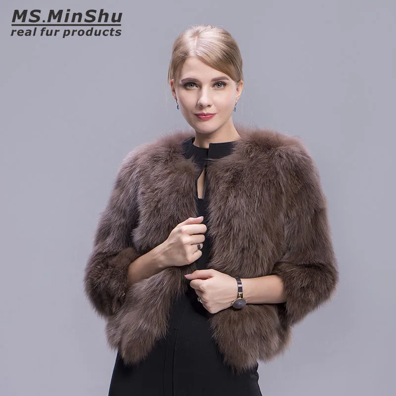 Ms.MinShu Elegant Fox Fur Coat Short Style Winter Autumn Real Fur Coat ...