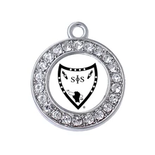 Shiny crystal inlaid university society badge logo SWING PHI SWING 1969 sticker label metal charm pendant