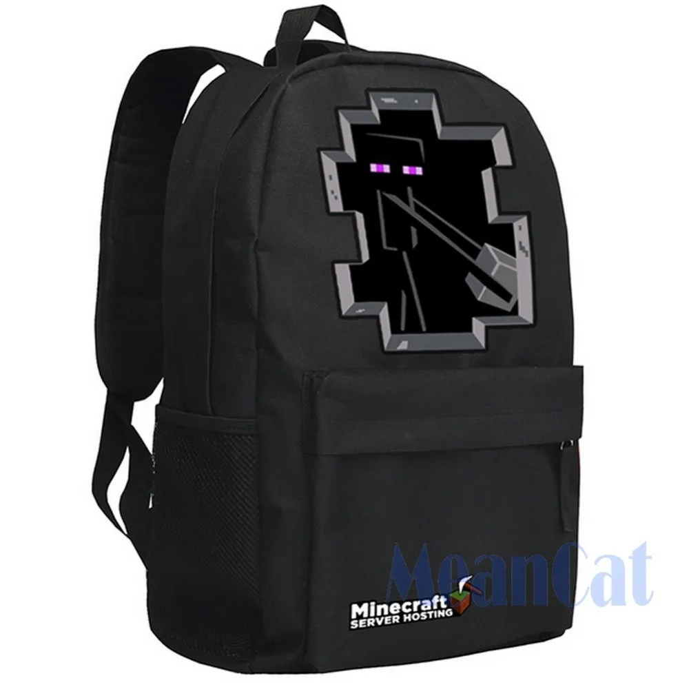 Black Box of Minecraft Creeper Backpack With Cell Phone Pocket & Interior Zipper Pocket Soulder Bag Free Shipping