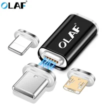 Олаф Магнитный телефонный адаптер для преобразования Micro USB Type C для зарядного устройства для iphone 7 X XR XS Max для Samsung S8 S9 Plus Note 8 9