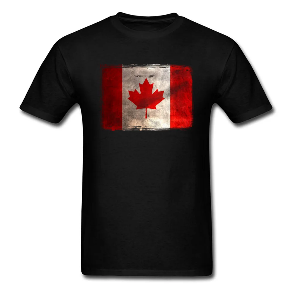Distressed vintage Canada Flag Short Sleeve Tops Shirt Round Neck 100% Cotton Male T-Shirt Customized Sweatshirts Graphic Distressed vintage Canada Flag black