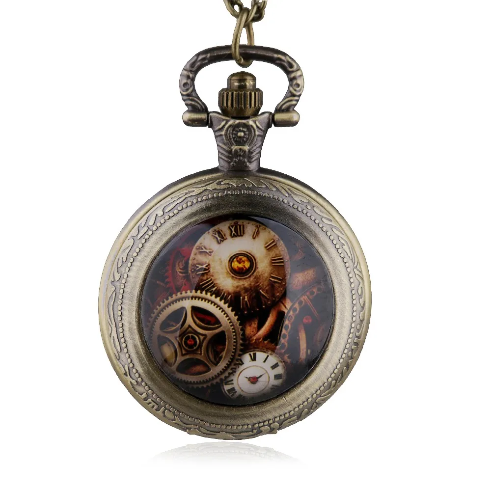 Античная Дизайн Шестерни карманные часы стимпанк кварцевые часы подарок для Для мужчин женщина HB828