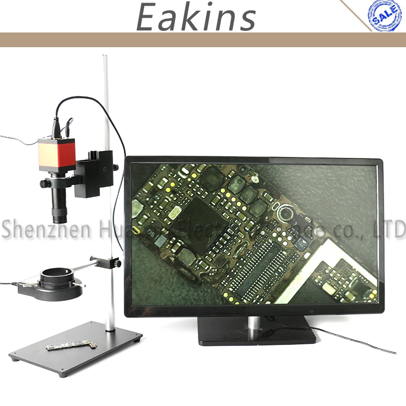 

High Working Distance Stand Holder PCB Phone Repair 144 LED Light 100X Lens 13MP HDMI VGA Industrial Video Microscope Camera Set