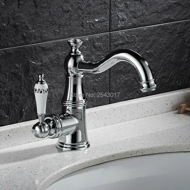 

Crystal Basin Chrome Faucet Ceramic Luxury European Style Hot and Cold Deck Mounted with Diamond Vanity Sink Mixer Tap ZR634